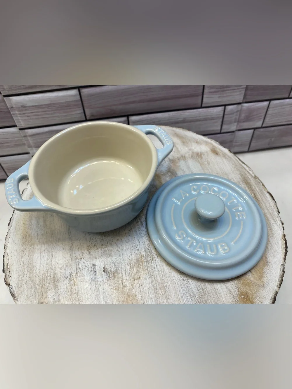 STAUB ❤️Ceramics Mini Round Cocotte 10cm Macaron Light Blue& Green NIB